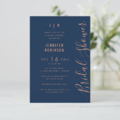 Budget Script Moderne Roos Gold Navy van Vrijgezel Kaart (Staand voorkant)