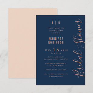 Budget Script Moderne Roos Gold Navy van Vrijgezel Kaart