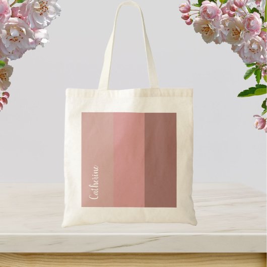 Budget script monogram, roze tri-tone tote bag
