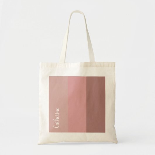 Budget script monogram, roze tri-tone tote bag (Voorkant)
