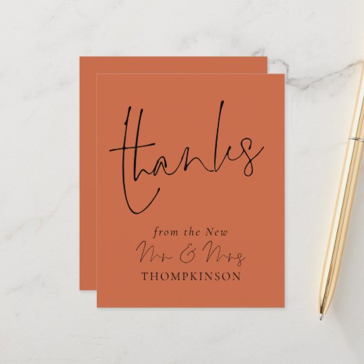 Budget Script New Mr. Wedding Terracotta Bedankt (Voorkant / Achterkant in situ)