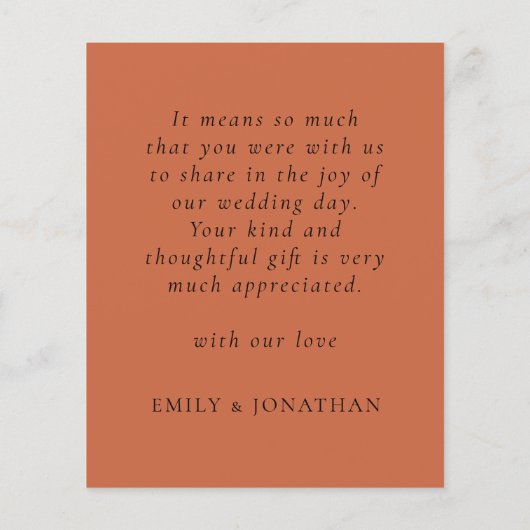 Budget Script New Mr. Wedding Terracotta Bedankt (Achterkant)