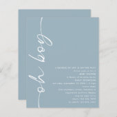 Budget Script Oh Boy Dusty Blue Baby shower (Voorkant / Achterkant)