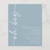 Budget Script Oh Boy Dusty Blue Baby shower (Voorkant)