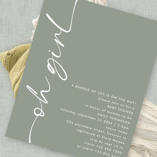 Budget Script Oh Meisje Sage Baby shower