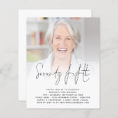 BUDGET Script Photo 75th Birthday Party Invitation (Voorkant / Achterkant)