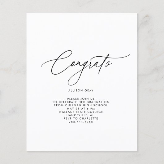 Budget Script Photo Afstuderen Card Flyer (Achterkant)