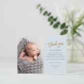 Budget Script Photo Baby Boy Dank u wel Bedankkaart (Staand voorkant)