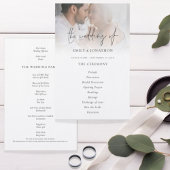 Budget Script Photo Black White Wedding Program