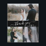 Budget Script Photo Collage Weddenschap Hartelijk<br><div class="desc">Budget, minimalistische moderne elegante kalligrafie bruiloft 3 foto collage dank u gepersonaliseerde betaalbare low budget dunne kaart. Minimalistische, stijlvolle bruiloft dank u kaart sjabloon met drie (3) foto op de voorkant en een (1) foto op de achterkant. ***LET OP! *** BUDGETPAPIER/FLYER IS PAPIERDUN. *** UPGRADE HET PAPIER VOOR EEN DIKKER...</div>