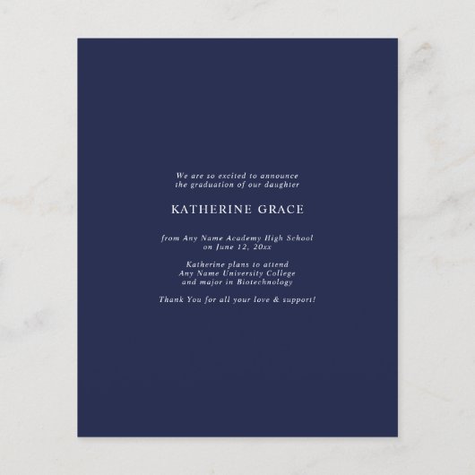 BUDGET Script Photo Navy Blue Afstuderen (Achterkant)