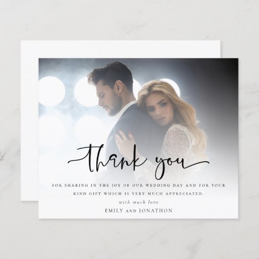 Budget Script Photo Overlay Weddenschap Bedankt (Voorkant / Achterkant)