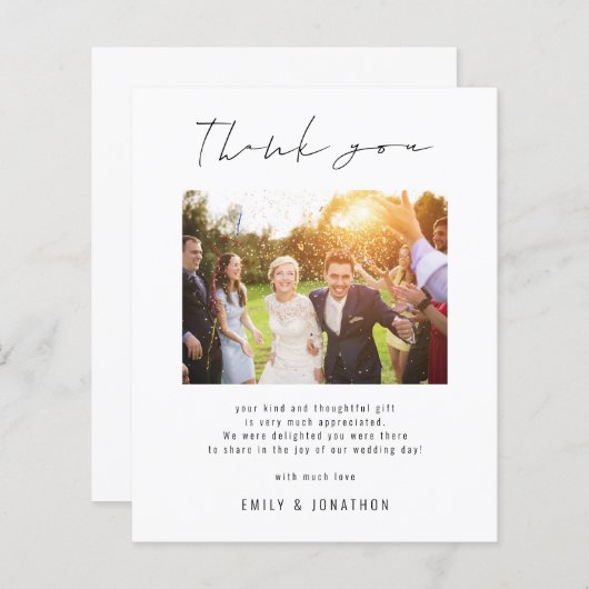 Budget Script Photo QR Code Weddenschap Bedankt (Voorkant / Achterkant)