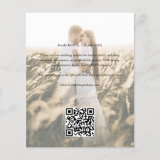 Budget Script Photo Wedding Invitation (Achterkant)