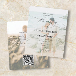 Budget Script Photo Wedding Invitation