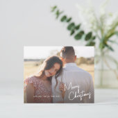 Budget Script Prettig Kerst Foto Vakantiekaart (Staand voorkant)