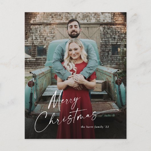 Budget Script Prettig Kerstmis Foto Vakantiekaart (Voorkant)