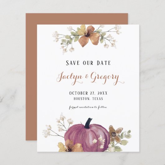 Budget Script Pumpkin Herfst De datum opslaan (Voorkant / Achterkant)