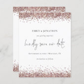 Budget Script QR Code Roos Gold Glitter Save Date (Voorkant / Achterkant)