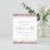 Budget Script QR Code Roos Gold Glitter Save Date (Staand voorkant)