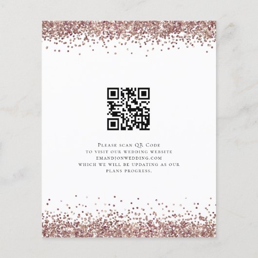Budget Script QR Code Roos Gold Glitter Save Date (Achterkant)