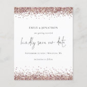 Budget Script QR Code Roos Gold Glitter Save Date (Voorkant)