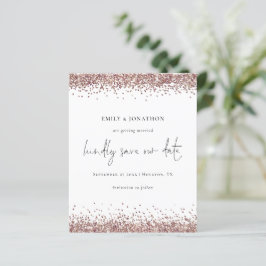 Budget Script QR Code Roos Gold Glitter Save Date