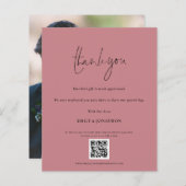 Budget Script QR Code Weddenschap Foto Roze Bedank (Voorkant / Achterkant)