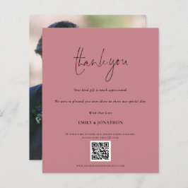 Budget Script QR Code Weddenschap Foto Roze Bedank