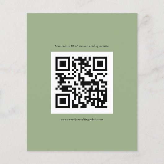 Budget Script QR Code Weddenschap Sage RSVP (Achterkant)