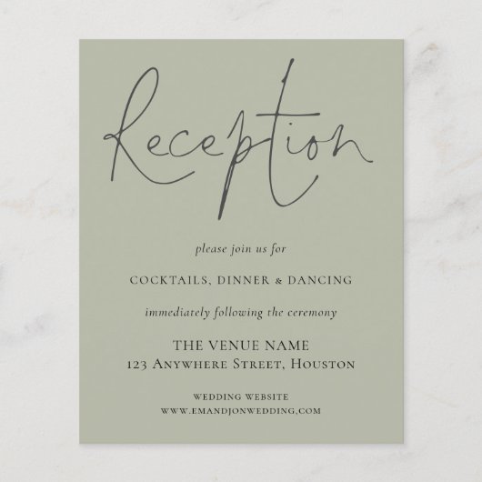 Budget Script Reception Light Sage Wedding Encl (Voorkant)
