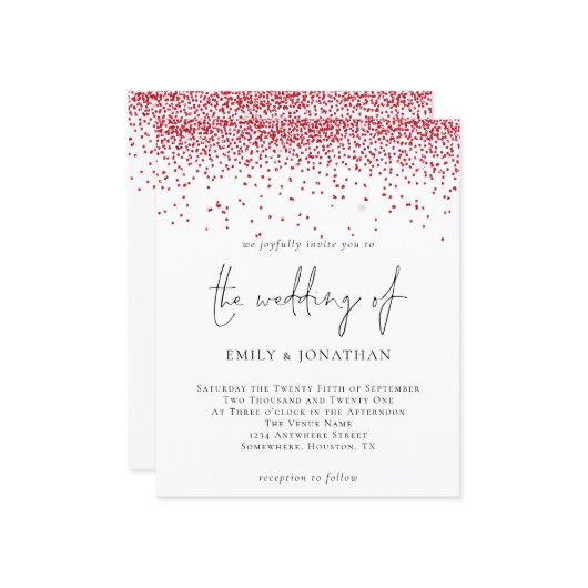 Budget Script Red Glitter Weddenschap (Voorkant / Achterkant in situ)