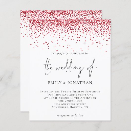 Budget Script Red Glitter Weddenschap (Voorkant / Achterkant)