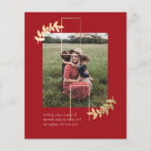 Budget Script Red Gold 2 Foto Kerstkaart   (Achterkant)