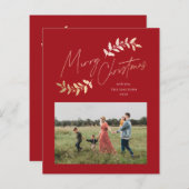 Budget Script Red Gold 2-Kaart voor kerstmis foto' (Voorkant / Achterkant)