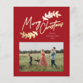 Budget Script Red Gold 2-Kaart voor kerstmis foto' (Voorkant)