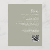 Budget Script Sage Green QR Code Trouw Uitnodiging (Achterkant)