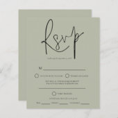 Budget Script Sage Green Wedding RSVP (Voorkant / Achterkant)