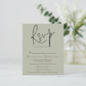 Budget Script Sage Green Wedding RSVP (Staand voorkant)