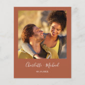 Budget Script Terracotta Foto Trouw Uitnodiging (Achterkant)