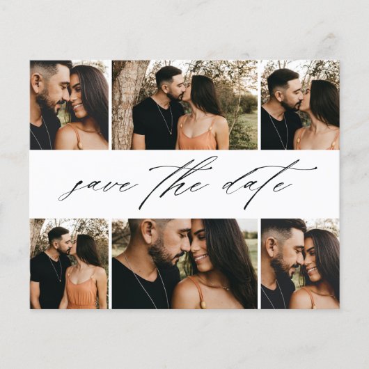 Budget Script Trouwfoto Collage Save The Date Flyer (Voorkant)