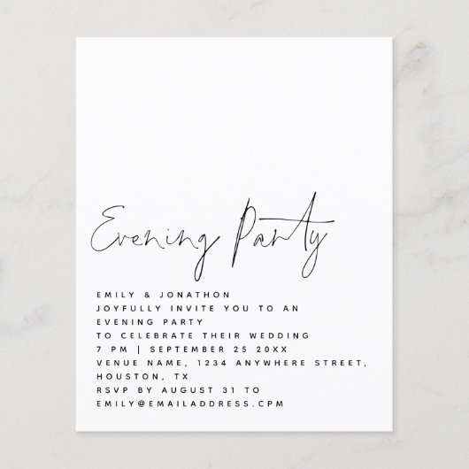 BUDGET Script Wedding Evding Party uitnodigen (Voorkant)