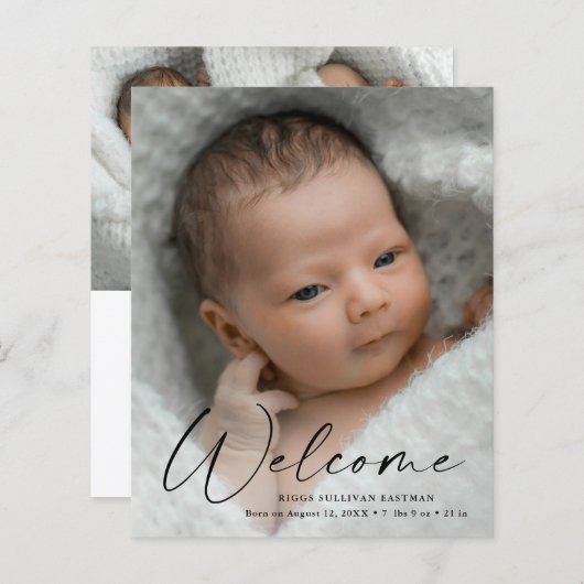 Budget Script Welkom Baby Foto Bedankt (Voorkant / Achterkant)