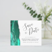 Budget Seafoam Green Silver Agate Save the Date (Staand voorkant)