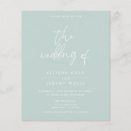 Budget Seafoam Wedding Invitation Flyer