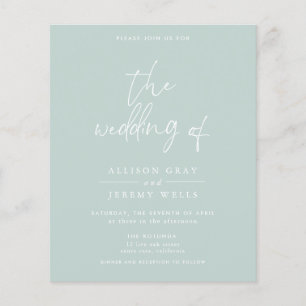 Budget Seafoam Wedding Invitation Flyer