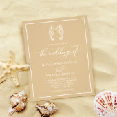Budget Seahorse beige Beach Wedding Invitation Flyer