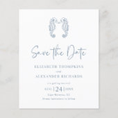 Budget Seahorse Coastal Dusty Blue Save the Date (Voorkant)