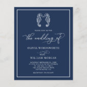 Budget Seahorse Navy Blue Beach Wedding Invitation Flyer (Voorkant)