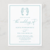Budget Seahorse Wedding Invite Zee Glass Blue Flyer (Voorkant)